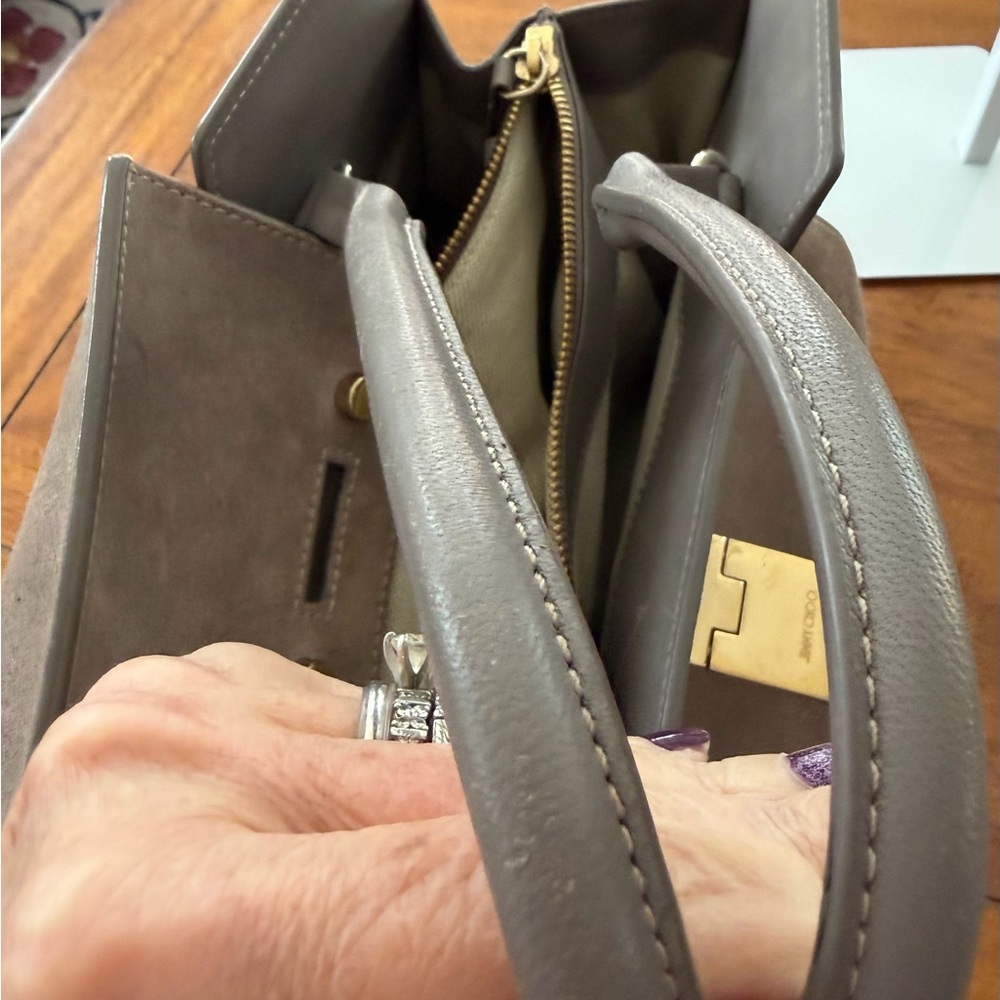 Authentic Jimmy Choo Taupe Suede Rebel Tote 👜 EUC - Picture 8 of 11